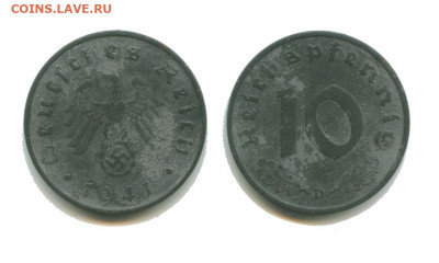 Ф. германия 10 пфеннигов 1941 D, до 22.00 мск. 22.00 3.12.21 - ф германия 10 пфеннигов 1941 D