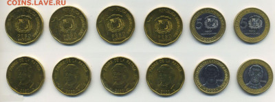 Доминикана 1 и 5 песо 2020 Unc, 5 штук, с бонусом, 05.12.21 - 253864121.0