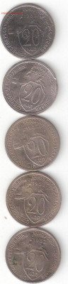 Погодовка СССР: 20коп 1932 Щитовики 05 ФИКС - ЩИТОВИКИ 20коп 1932 5шт Р фикс