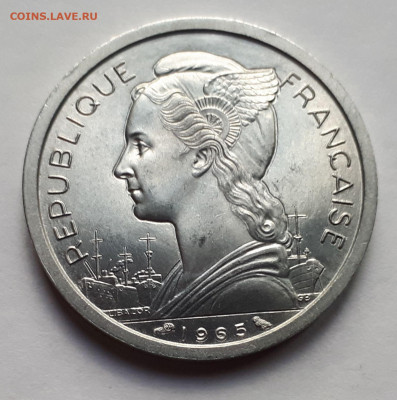 Французское Сомали 2 франка 1965 г. Тираж - 240 000. UNC - 4