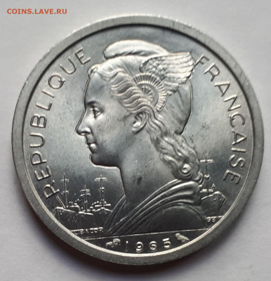 Французское Сомали 2 франка 1965 г. Тираж - 240 000. UNC - 3