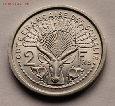 Французское Сомали 2 франка 1965 г. Тираж - 240 000. UNC - 2.