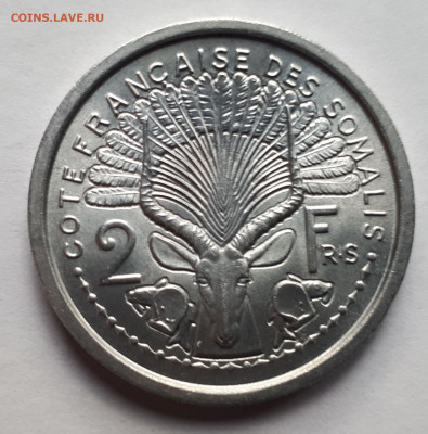 Французское Сомали 2 франка 1965 г. Тираж - 240 000. UNC - 1