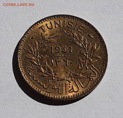 Тунис. 1 франк 1941. Состояние! UNC - 6