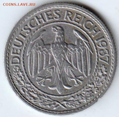 ГЕРМАНИЯ 50 пфеннигов 1937 г. "F" до 10.12.21 г. в 23.00 - 017