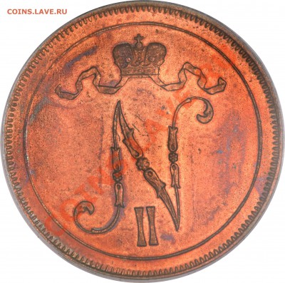 Медная монета, в пруфе. - 10 p. Finland 1917 N PR-64 RD  (2)