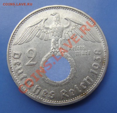 -Ag- Германия 2 марки 1938 Гинденбург- до 08.11.11 в 22.00 М - Coin1356(3)