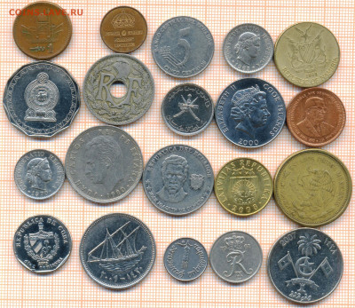 монеты разные 20 штук 10 от 5 руб. фикс цена - лист 10а 001