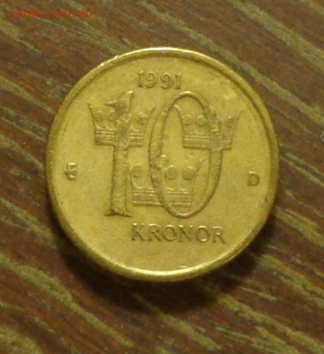 ШВЕЦИЯ - 10 крон 1991 до 14.12, 22.00 - Швеция - 10 крон 1991