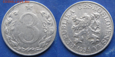 43.Монеты Чехословакии по фиксу - 43.9. -Чехословакия 3 геллера 1954    6581