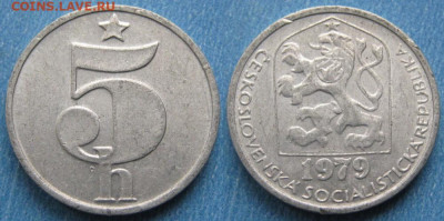 43.Монеты Чехословакии по фиксу - 43.17. -Чехословакия 5 геллеров 1979    11075