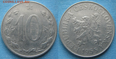 43.Монеты Чехословакии по фиксу - 43.23. -Чехословакия 10 геллеров 1955    196-к73-10891