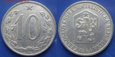 43.Монеты Чехословакии по фиксу - 43.30. -Чехословакия 10 геллеров 1964    6467