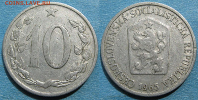 43.Монеты Чехословакии по фиксу - 43.31. -Чехословакия 10 геллеров 1965    194-к62-10593