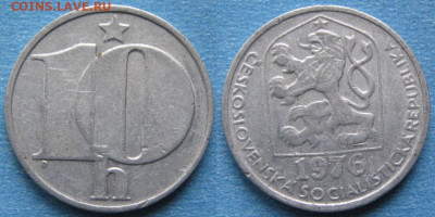 44.Монеты Чехословакии по фиксу - 44.3. -Чехословакия 10 геллеров 1976    11016
