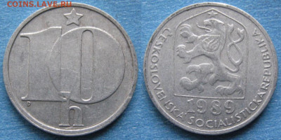 44.Монеты Чехословакии по фиксу - 44.9. -Чехословакия 10 геллеров 1989    11034