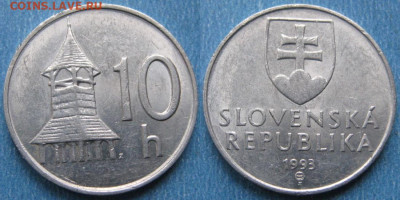44.Монеты Чехословакии по фиксу - 44.43. -Словакия 10 геллеров 1993    11137