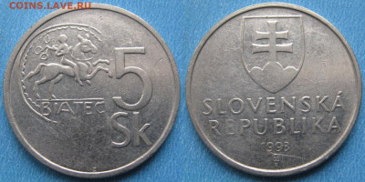 44.Монеты Чехословакии по фиксу - 44.44. -Словакия 5 крон 1993    11083