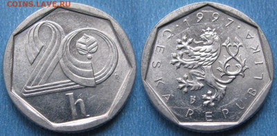44.Монеты Чехословакии по фиксу - 44.48. -Чехия 20 геллеров 1997    11135