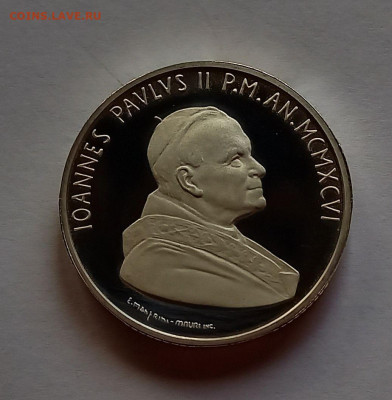 Ватикан 10 000 лир 1996. Серебро. Тираж - 30 000 шт. - 6