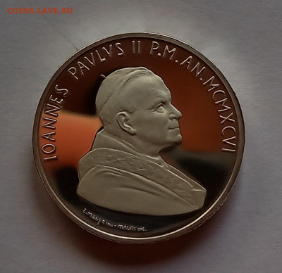 Ватикан 10 000 лир 1996. Серебро. Тираж - 30 000 шт. - 5