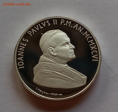 Ватикан 10 000 лир 1996 - 2. Серебро. Тираж - 30 000 шт. - 6