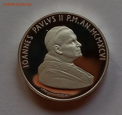Ватикан 10 000 лир 1996 - 2. Серебро. Тираж - 30 000 шт. - 5