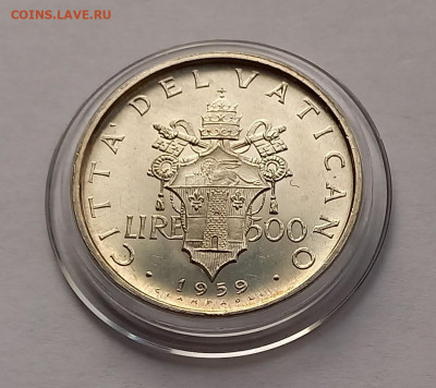 Ватикан 500 лир 1959. Серебро. Тираж - 25 000 шт. - 5