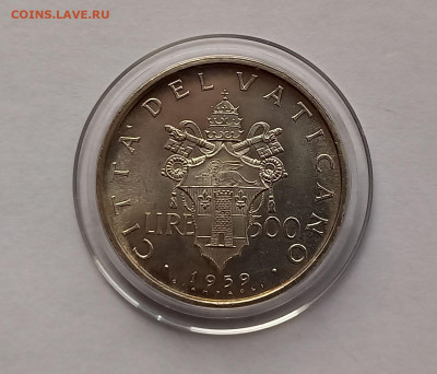 Ватикан 500 лир 1959. Серебро. Тираж - 25 000 шт. - 3