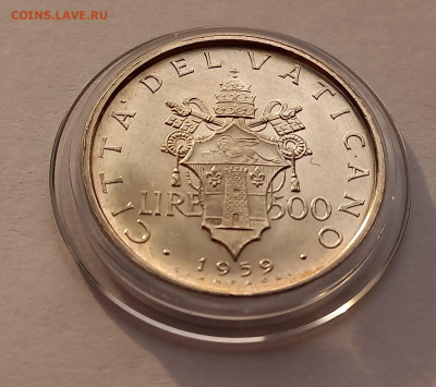 Ватикан 500 лир 1959. Серебро. Тираж - 25 000 шт. - 2