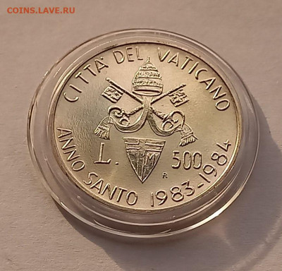 Ватикан 500 лир 1983-1984. Серебро. Тираж - 150 000 шт. - 10