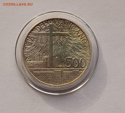 Ватикан 500 лир 1991. Серебро. Тираж - 40 000 шт. - 1