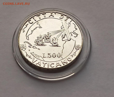 Ватикан 500 лир 1992. Серебро. Тираж - 40 000 шт. - 7