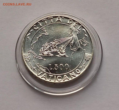Ватикан 500 лир 1992. Серебро. Тираж - 40 000 шт. - 6