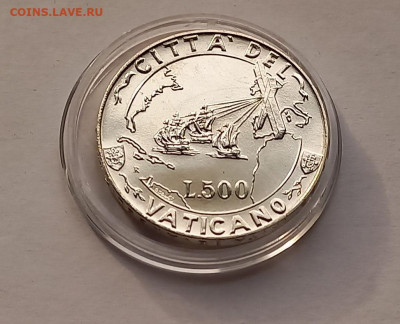 Ватикан 500 лир 1992. Серебро. Тираж - 40 000 шт. - 5