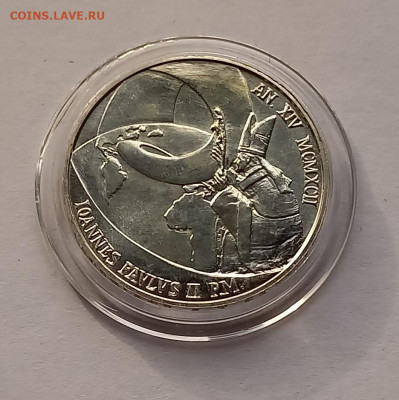 Ватикан 500 лир 1992. Серебро. Тираж - 40 000 шт. - 1