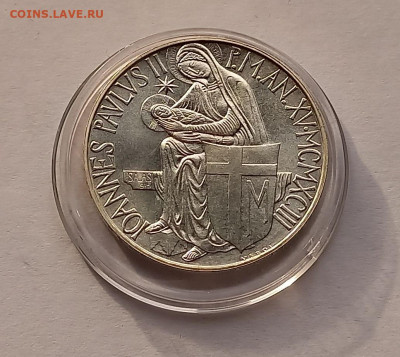 Ватикан 500 лир 1993. Серебро. Тираж - 32 000 шт. - 5