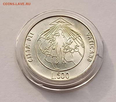Ватикан 500 лир 1994. Серебро. Тираж - 27 000 шт. - 5