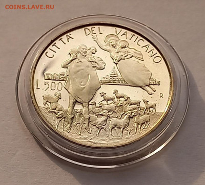 Ватикан 500 лир 1996 Серебро.Тираж-7 000 шт. ПРУФФ, РЕДКОСТЬ - 1