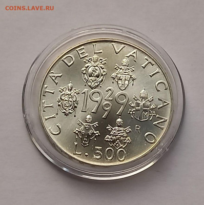 Ватикан 500 лир 1999. Серебро. Тираж - 17 000 шт. - 2