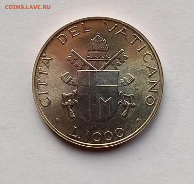 Ватикан 1000 лир 1987. Серебро. Тираж - 80 000 шт. - 6