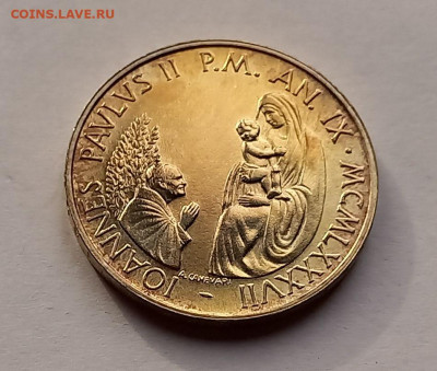 Ватикан 1000 лир 1987. Серебро. Тираж - 80 000 шт. - 3