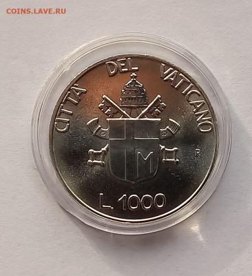 Ватикан 1000 лир 1990. Серебро. Тираж - 48 000 шт. - 6