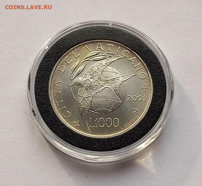 Ватикан 1000 лир 2001. Серебро. Тираж - 28 500 шт. - 2