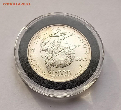 Ватикан 1000 лир 2001. Серебро. Тираж - 28 500 шт. - 1