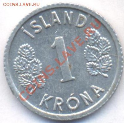 Исландия 1 крона 1977 г.До 8.11.11 г. 21-00 МСК. - Исландия.