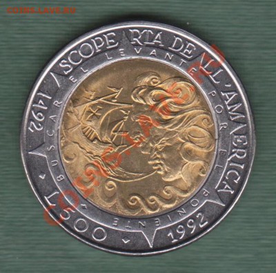 Сан Марино, Биметалл 500 Лир 1992 Открытие Америки (08.11) - s13