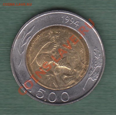 Сан Марино, Биметалл 500 Лир 1994 , тираж 40 тыс. (08.11) - s26