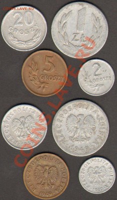 Польша 4 монеты 1949 года до 07.11.2011 21-30 - Польша Послевоенная 1949+
