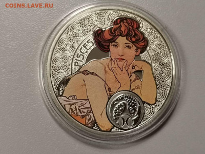 1дол 2010 Ниуэ Зодиак А.Мухи(Рыбы), серебро. Ag925, до 26.12 - Z Муха-Рыбы-1